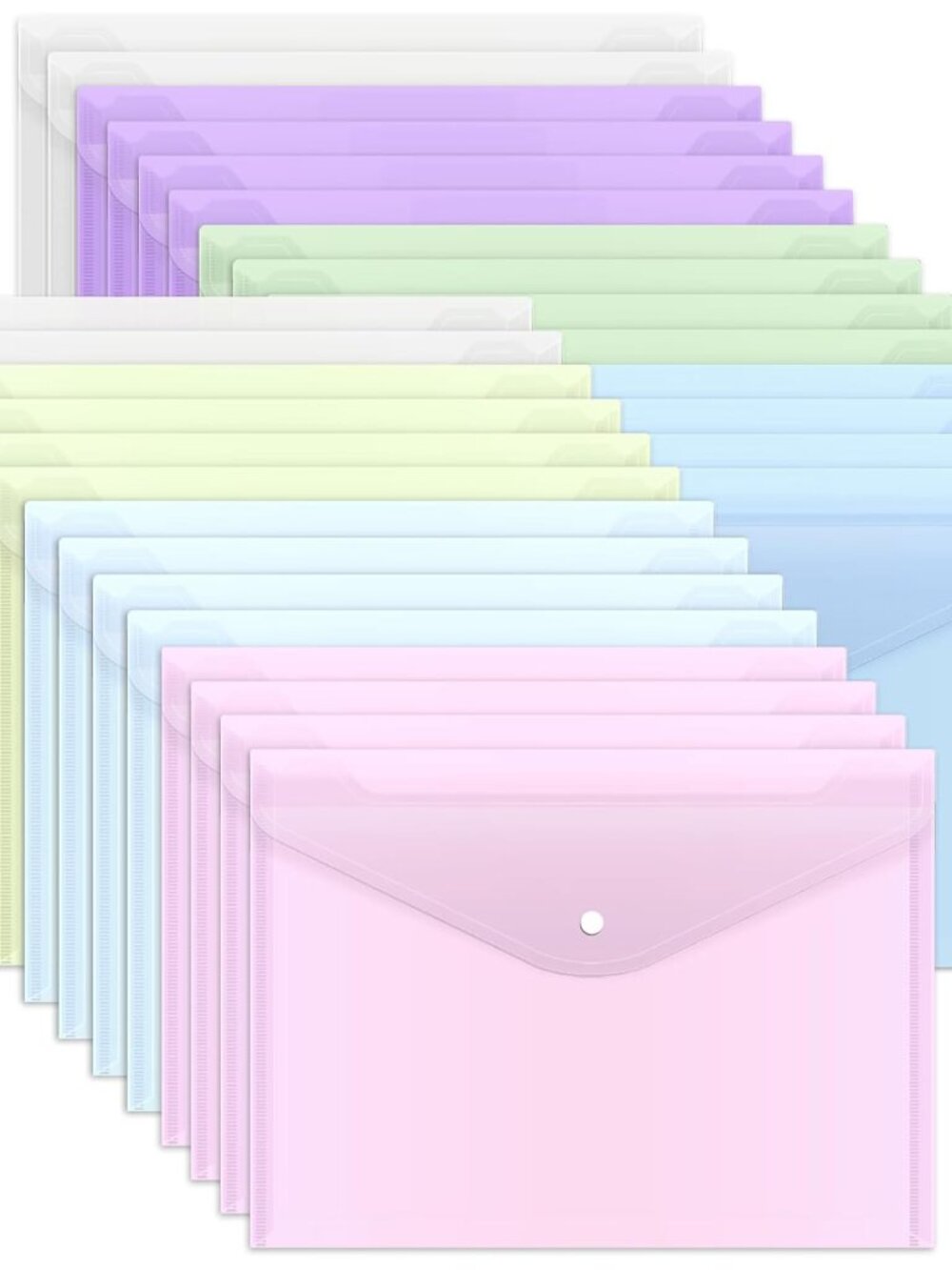 28pcs Plastic Envelopes, Plastic Folders for Documents, Poly Folders with Snap C